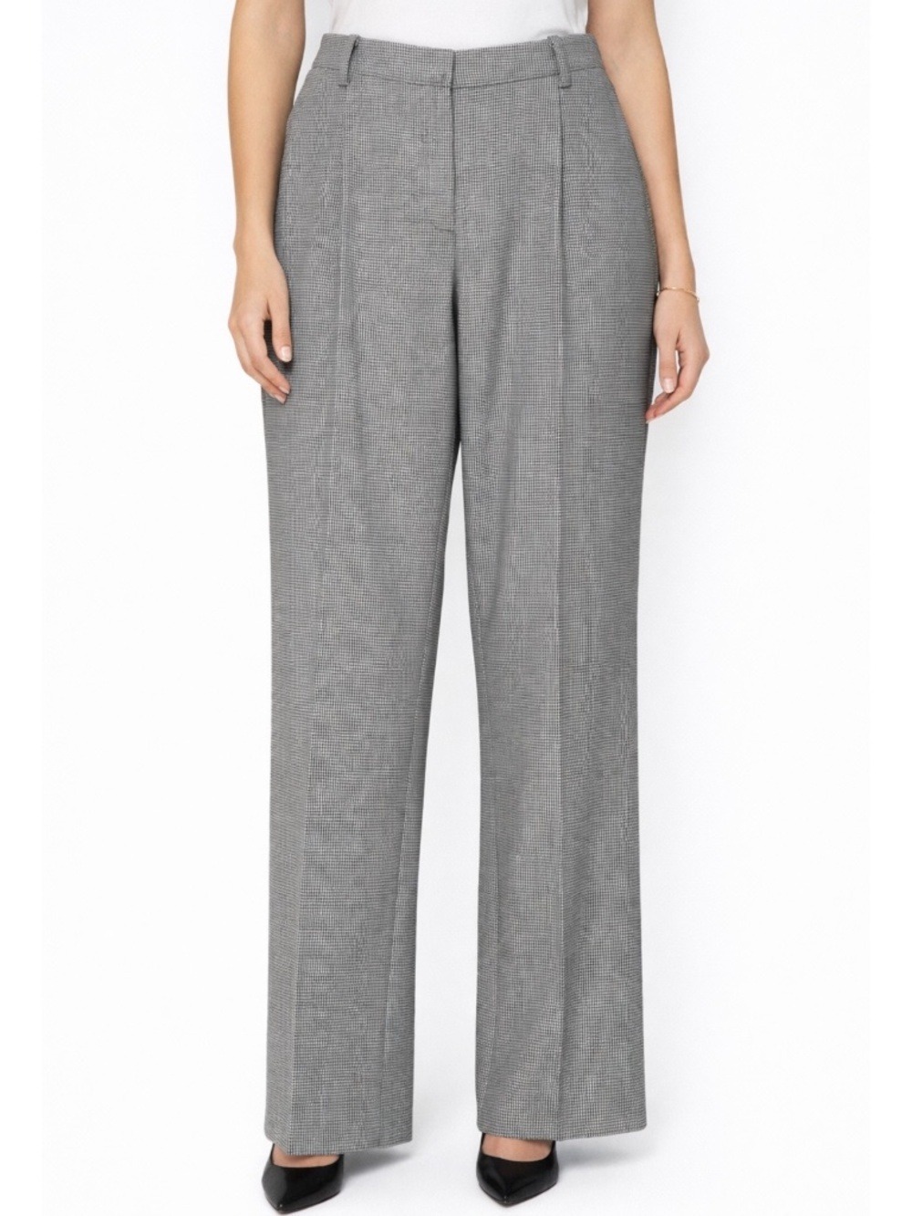 JONES NEW YORK Wool Blend Fully Lined Wide Leg Trousers Side & Back Pockets Sz12